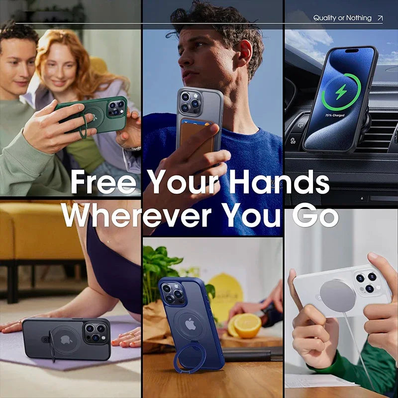 Matte Magnetic Ring Stand Case – Ultra Slim Cover for iPhone 17 Pro / Pro Max / Air