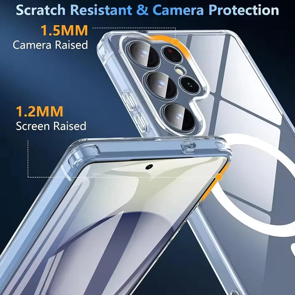 MagSafe Magnetic Wireless Charging Case – Clear Shockproof Cover for Galaxy S25 / S25+ / S25 Ultra