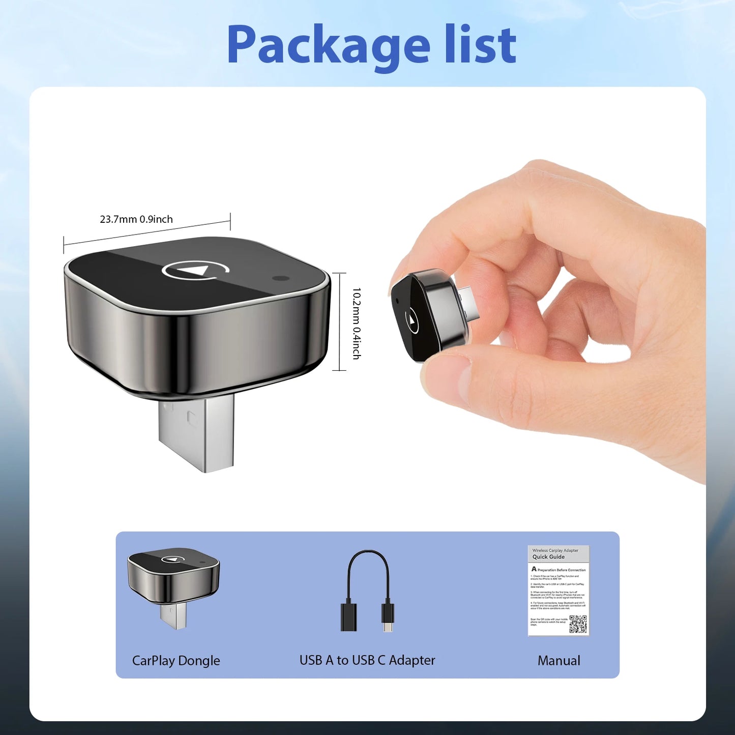 Pionray Wireless CarPlay + Android Auto 2-in-1 Adapter (5GHz, Type-C/USB)