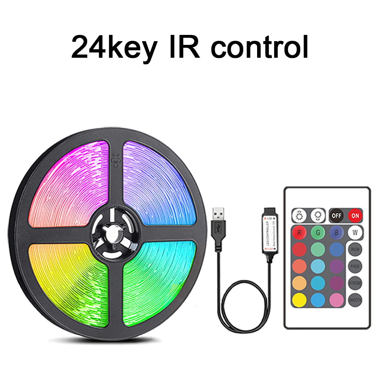 RGB LED Tape Lights 20m – 44-Key Remote for Wall, Home, and Party Decor