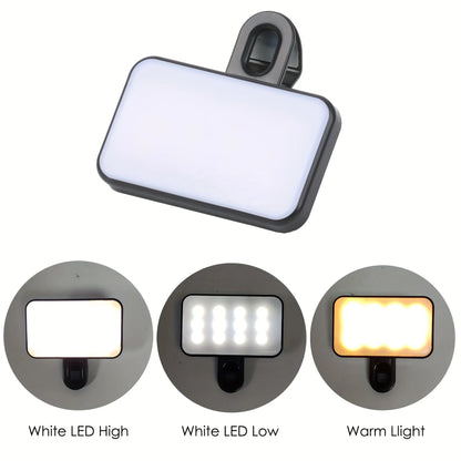 Selfie Ring Light Clip – Portable, Rechargeable, 3 Modes for Phone & Computer