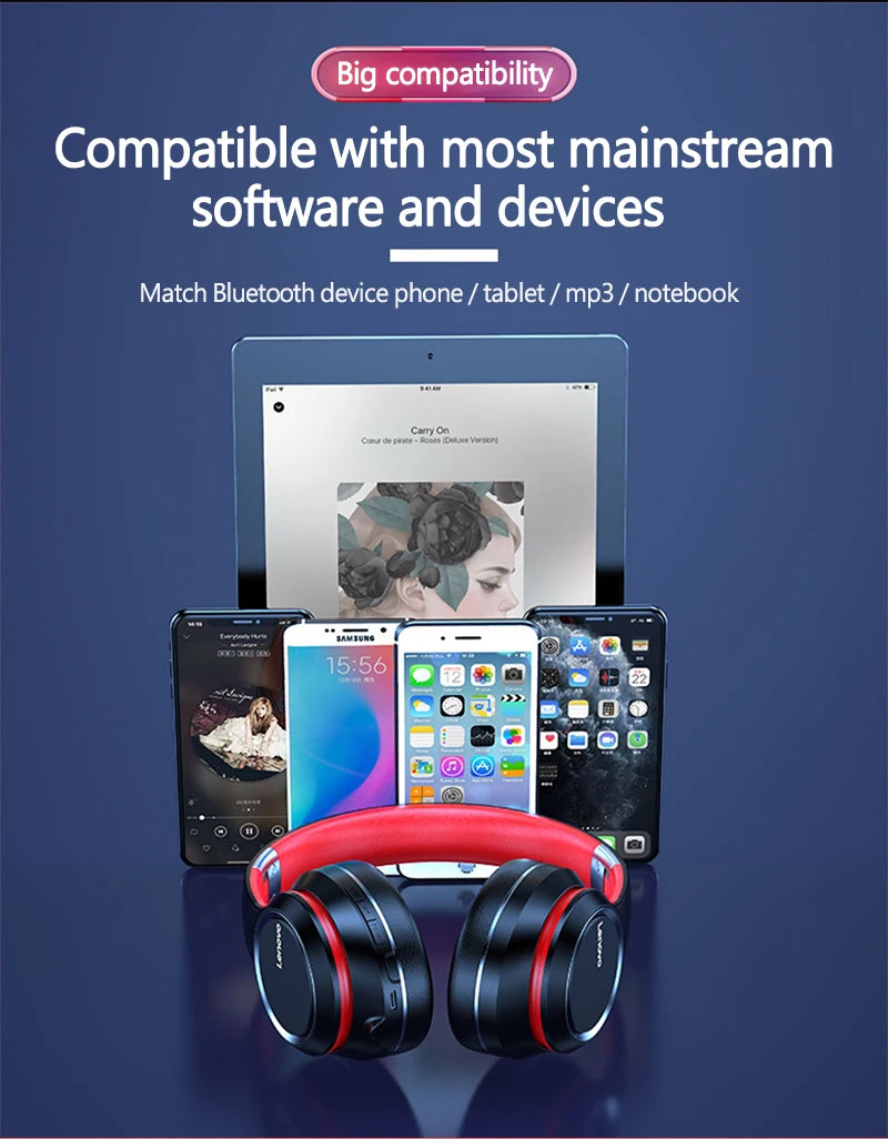 Lenovo HD200 Wireless Headset – HiFi Stereo, Noise Cancelling, Great for Gaming & PC