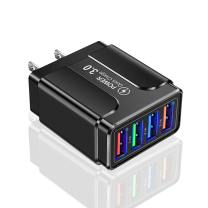 Fast 4-Port USB Wall Charger – QC 3.0 Mobile Adapter for iPhone, Xiaomi (EU/US Plug)