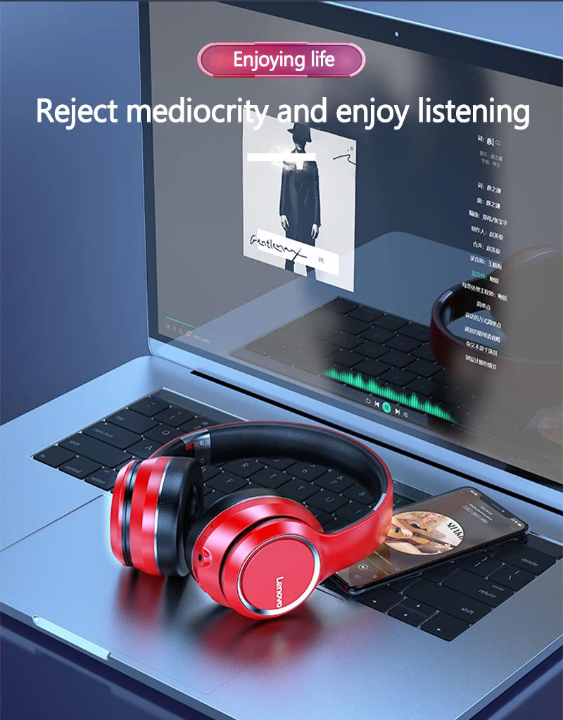 Lenovo HD200 Wireless Headset – HiFi Stereo, Noise Cancelling, Great for Gaming & PC