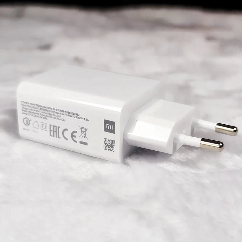 Original Xiaomi 18W Quick Charger – EU Adapter + 3A Type-C Cable for Redmi & Mi Series