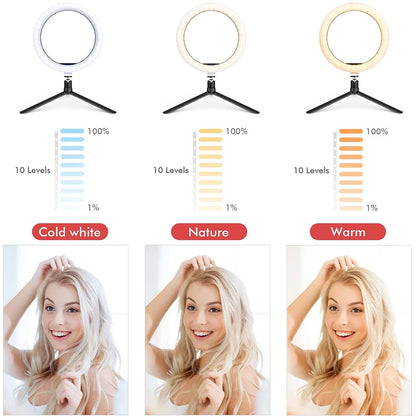 Adjustable Lighting with Tripod -  LED Selfie Ring Light 33cm