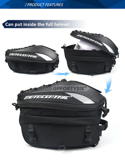 Motocentric Waterproof Motorcycle Tail Bag – High Capacity Rear Seat Backpack