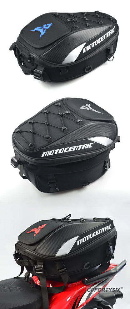 Motocentric Waterproof Motorcycle Tail Bag – High Capacity Rear Seat Backpack