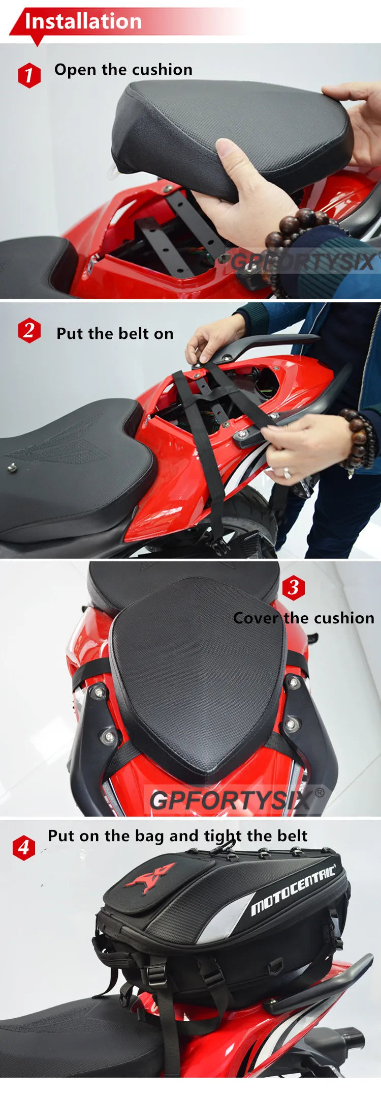 Motocentric Waterproof Motorcycle Tail Bag – High Capacity Rear Seat Backpack