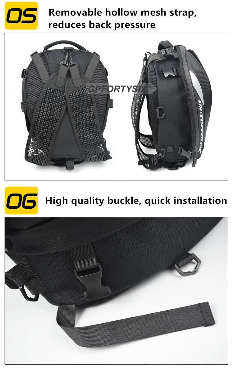 Motocentric Waterproof Motorcycle Tail Bag – High Capacity Rear Seat Backpack