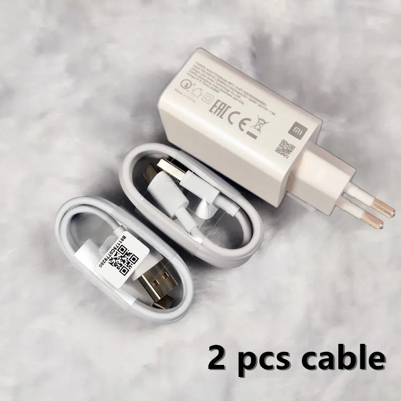 Original Xiaomi 18W Quick Charger – EU Adapter + 3A Type-C Cable for Redmi & Mi Series