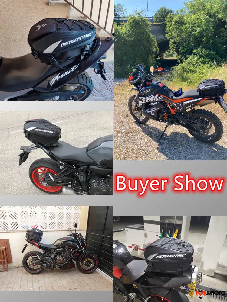 Motocentric Waterproof Motorcycle Tail Bag – High Capacity Rear Seat Backpack