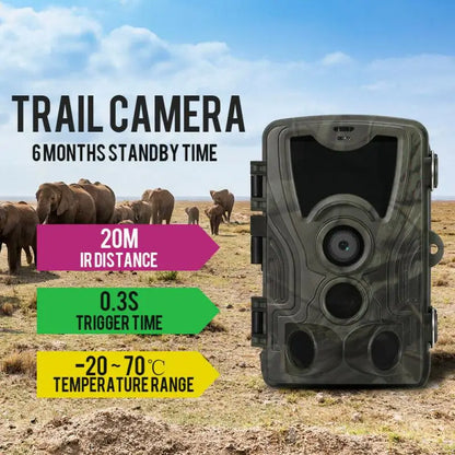 20MP 1080P Outdoor Hunting Trail Camera – IP65 Waterproof with 5000mAh Battery for Wildlife Surveillance