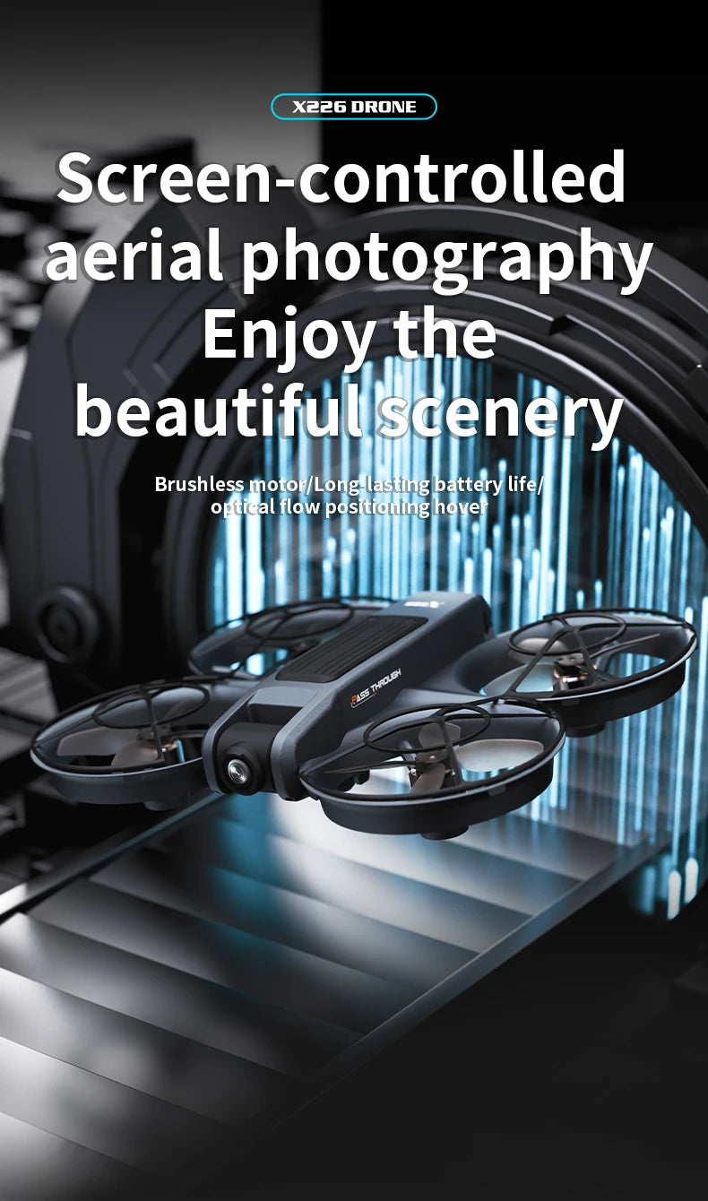 X226 Brushless Drone – Dual HD Camera, VR Control, Obstacle Avoidance, Optical Flow Hover
