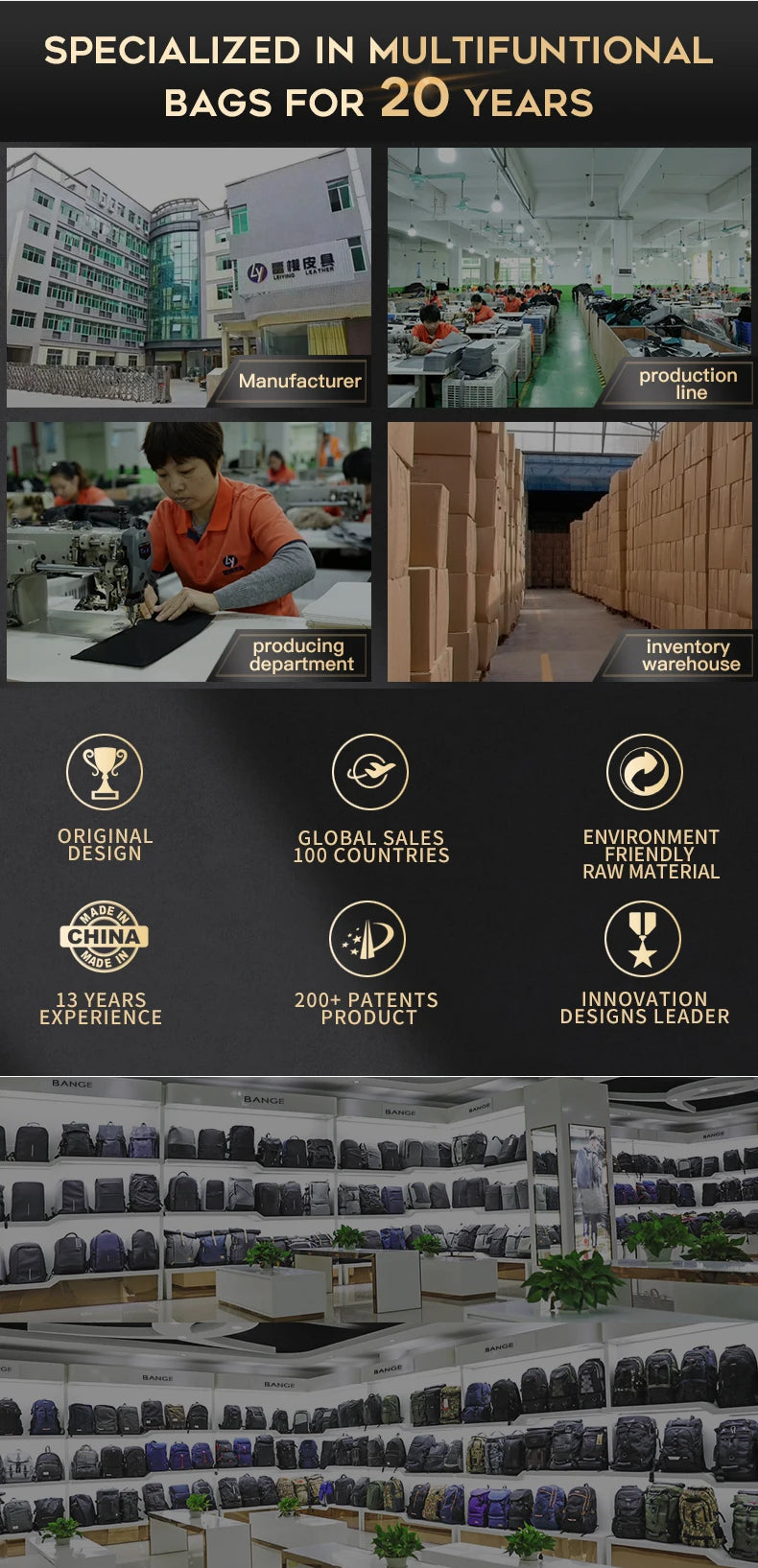 BANGE Travel & Business Backpack – Expandable, USB Charging, Waterproof, Fits 17.3” Laptop