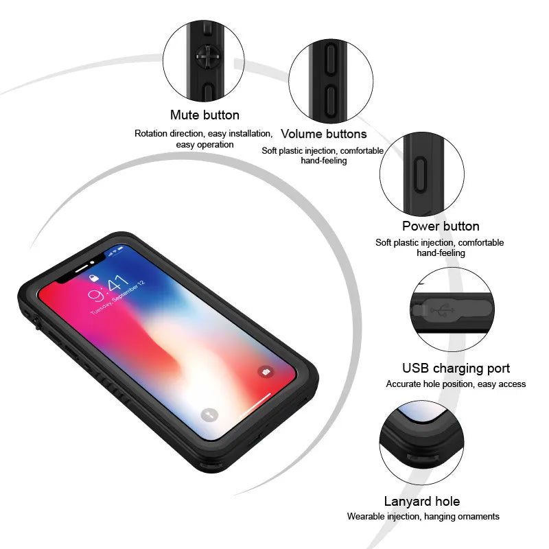 FS IP68 Waterproof Case – Clear Diving Phone Cover for iPhone 7 to 16 Series