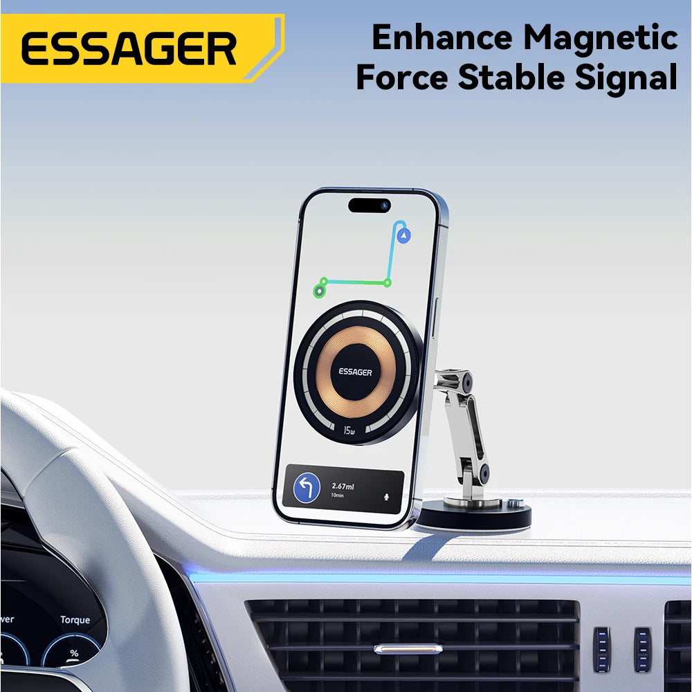 Essager Magnetic Car Wireless Charger – 15W Fast Charging Mount for MagSafe iPhone