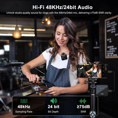 3-in-1 Wireless Lavalier Microphone – For Camera, iPhone & Android with Noise Reduction