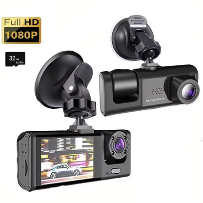 ash Cam with IR Night Vision, Loop Recording & 2" IPS Screen – 1080P Triple Camera Vehicle DVR