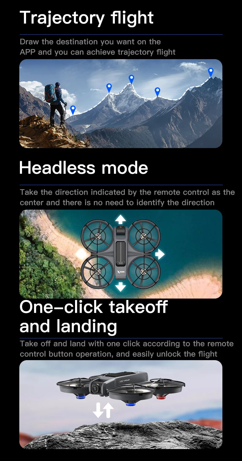 X226 Brushless Drone – Dual HD Camera, VR Control, Obstacle Avoidance, Optical Flow Hover