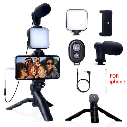 Vlogging Kit for iPhone & Android – Mini Tripod + Microphone for TikTok & YouTube