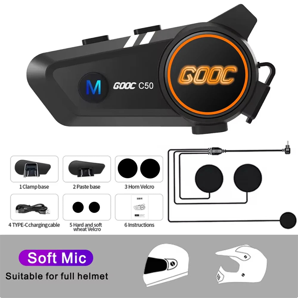 Bluetooth 5.3 Helmet Headset – Waterproof Hands-Free Speaker & MP3 Player for Motorcycle