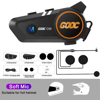 Bluetooth 5.3 Helmet Headset – Waterproof Hands-Free Speaker & MP3 Player for Motorcycle