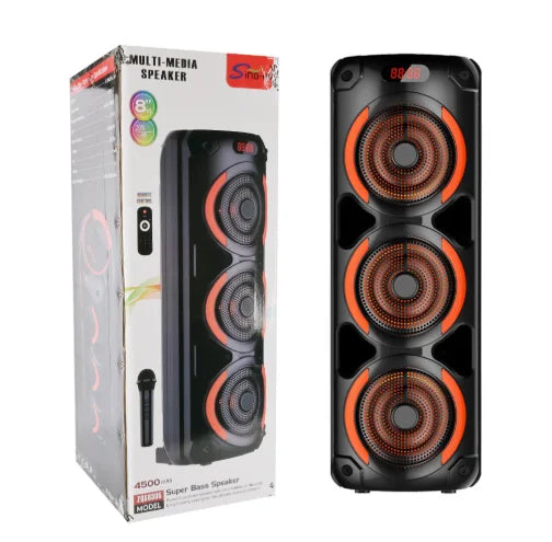 Bluetooth Stage Speaker 40W – Triple 8" Subwoofers, LED, Karaoke & Party Ready