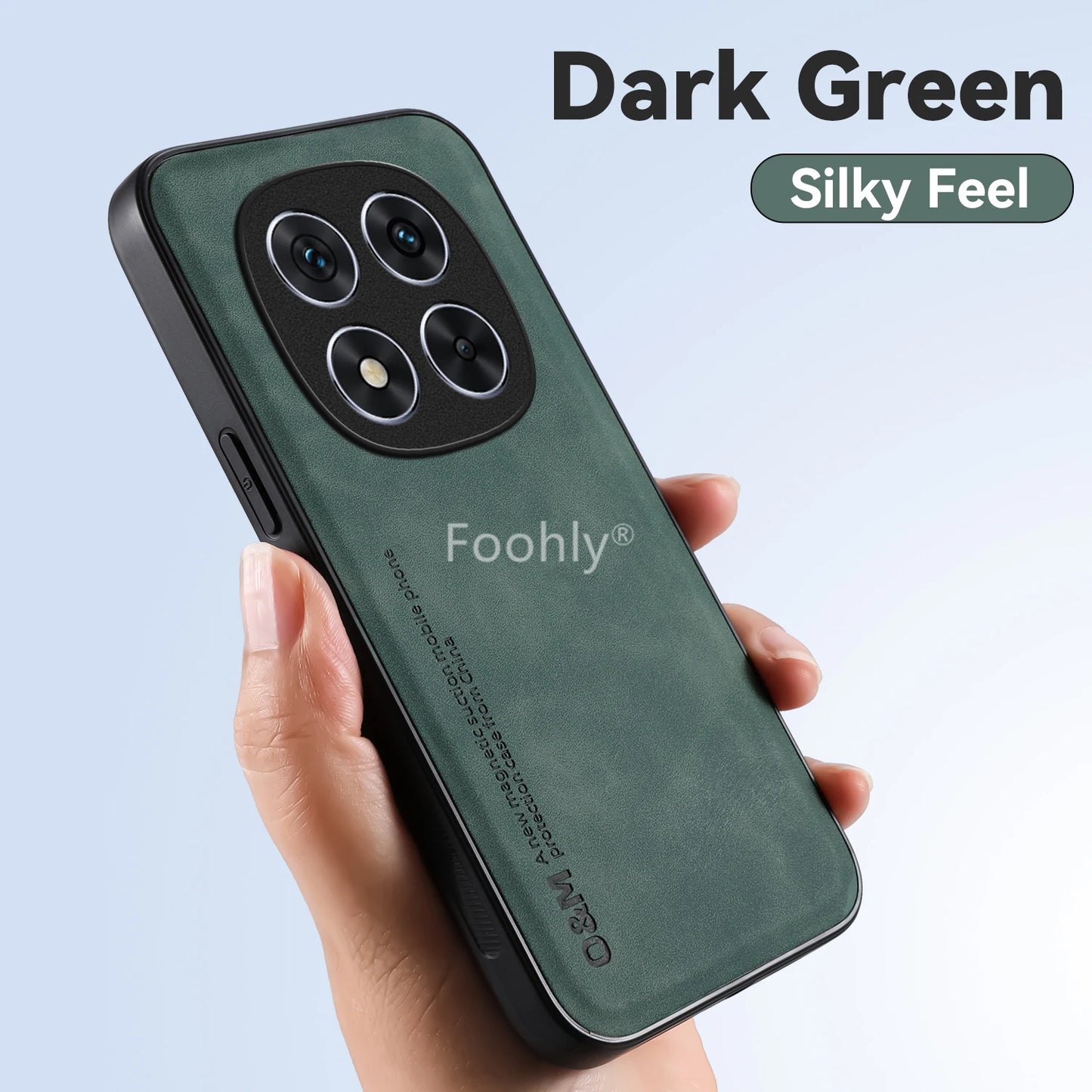 Nubuck Leather Magnetic Case – Shockproof Back Cover for Redmi Note 14 Pro / Pro Plus