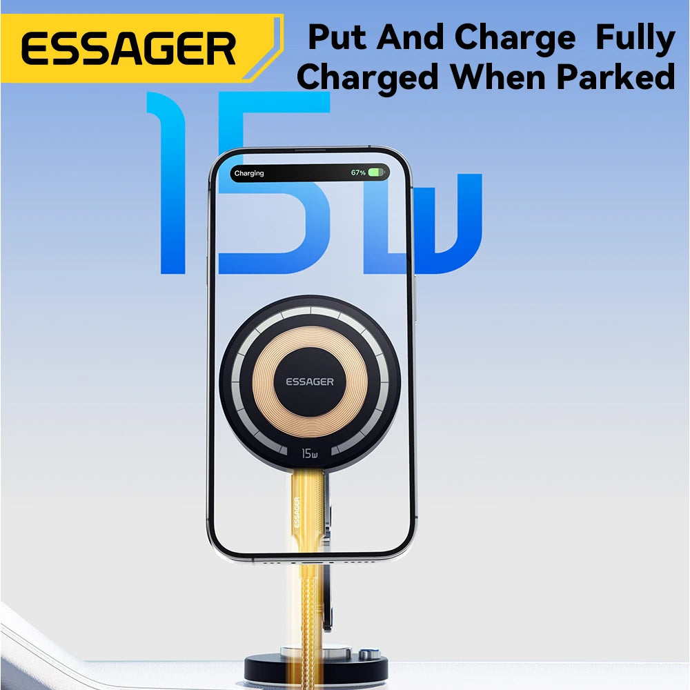 Essager Magnetic Car Wireless Charger – 15W Fast Charging Mount for MagSafe iPhone