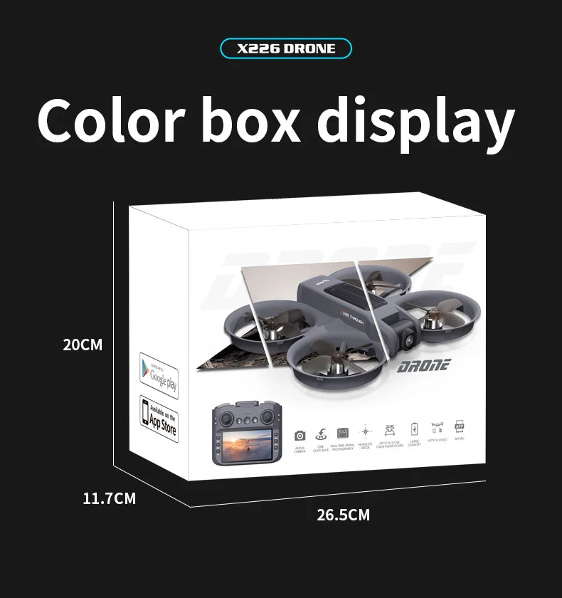 X226 Brushless Drone – Dual HD Camera, VR Control, Obstacle Avoidance, Optical Flow Hover