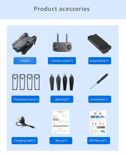 E99Pro Foldable Drone – 4K/1080P HD Camera, WiFi FPV, RC Helicopter Gift Toy