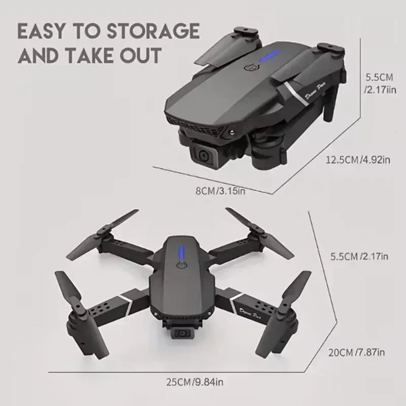 E88 Pro Foldable Drone – 4K/1080P HD Camera, WiFi FPV, RC Helicopter Toy Gift