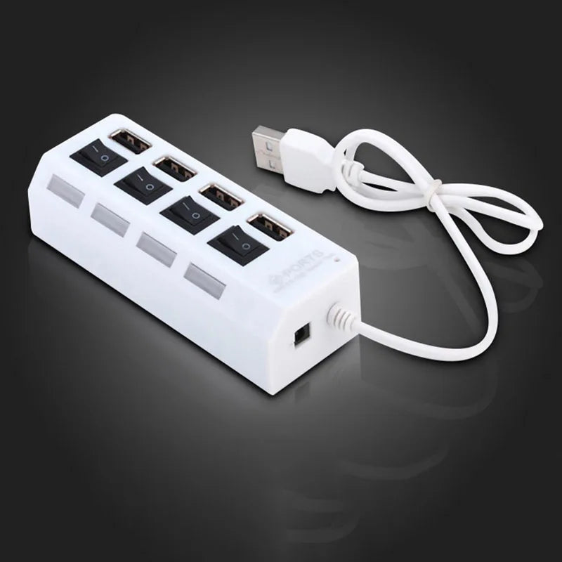 High-Speed USB 2.0 Hub 4/7 Ports – Splitter with LED & Power Switch for PC and Laptop