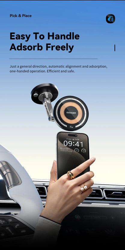 Essager Magnetic Car Wireless Charger – 15W Fast Charging Mount for MagSafe iPhone
