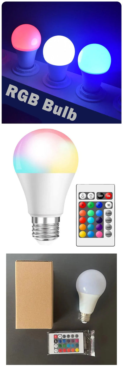 Multicolor LED Bulb with Remote – E27 Base, 220V, Dimmable