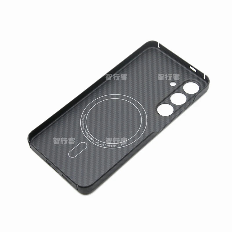 ZXKE Carbon Fiber Magnetic Case – Aramid Shell for Galaxy S23/S24/S25 Ultra, MagSafe & Car Mount Compatible