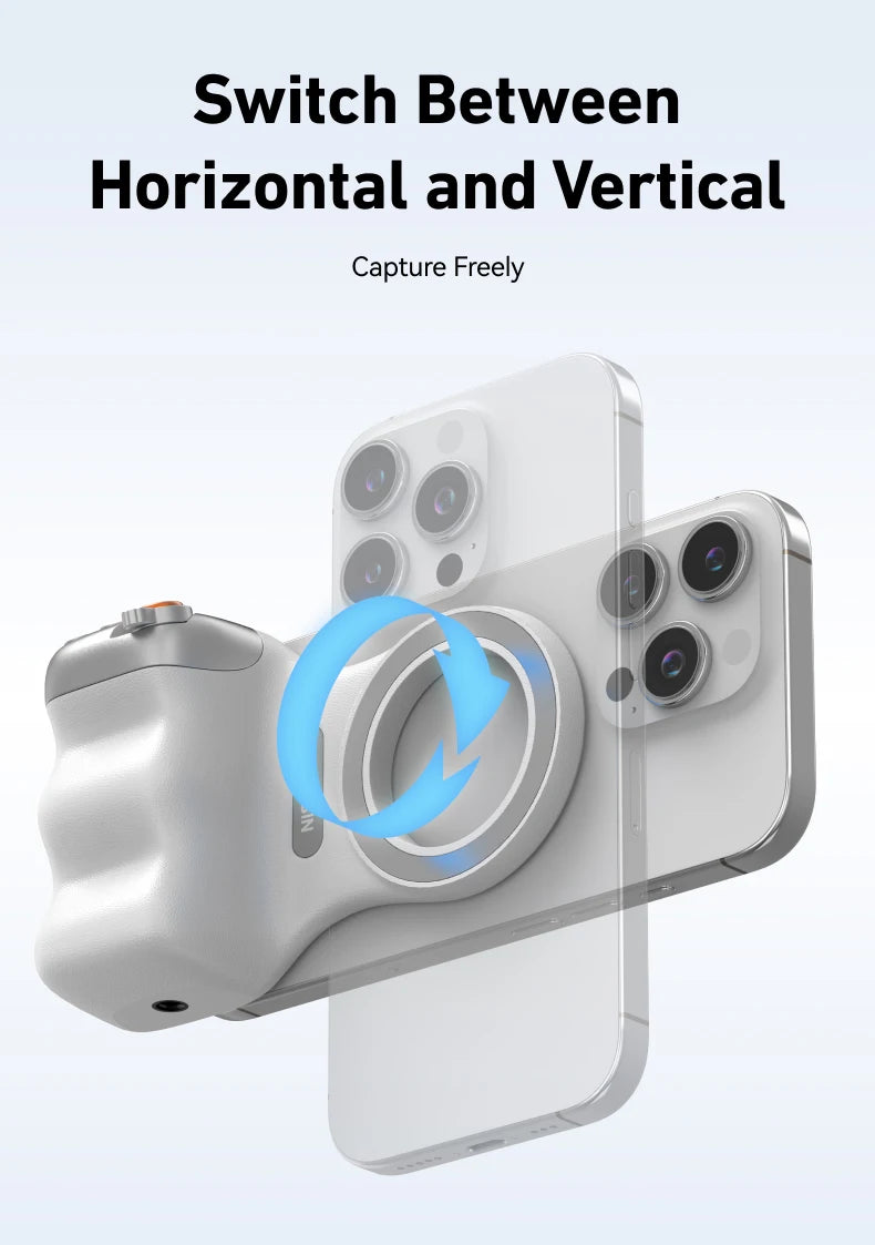 TELESIN Magnetic Phone Camera Grip – Shooting Handle with Remote Control for iPhone & Android