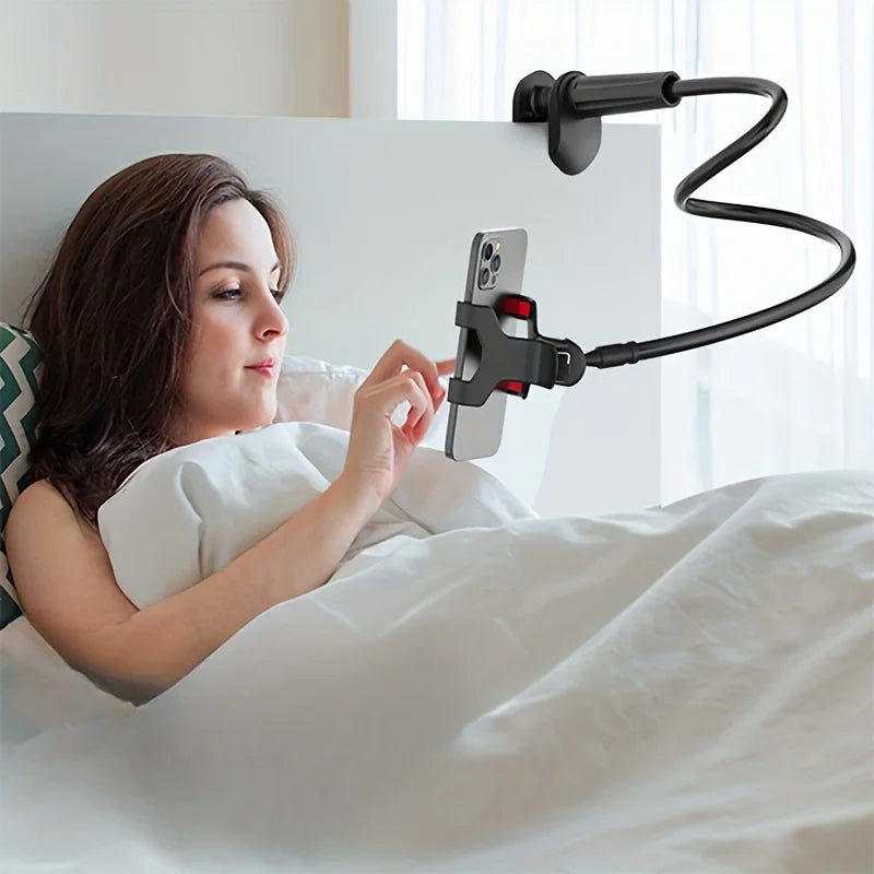 Lazy Flexible Gooseneck Phone Holder – Desktop & Bedside Clamp with Handle