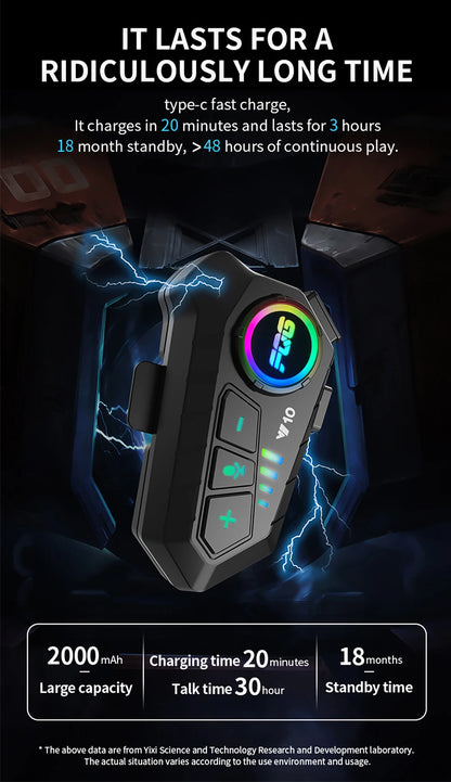 Bluetooth 5.3 Helmet Headset – Waterproof Hands-Free Speaker & MP3 Player for Motorcycle