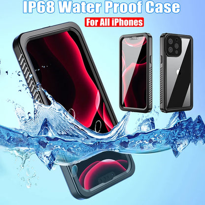 FS IP68 Waterproof Case – Clear Diving Phone Cover for iPhone 7 to 16 Series
