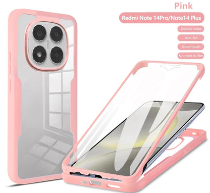 360° Full Body Shockproof Case for Redmi Note 14 Pro 5G – Transparent Cover with Screen Protector