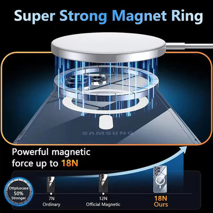 MagSafe Magnetic Wireless Charging Case – Clear Shockproof Cover for Galaxy S25 / S25+ / S25 Ultra