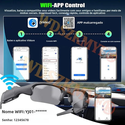 1080P HD Sports Camera Glasses – WiFi, 170° Wide Angle, Outdoor Action DV