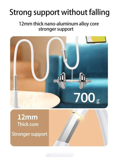 Lazy Flexible Gooseneck Phone Holder – Desktop & Bedside Clamp with Handle