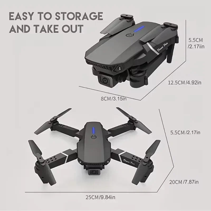 E88 Pro Foldable Drone – 4K/1080P HD Camera, WiFi FPV, RC Helicopter Toy Gift