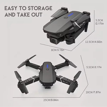 E88 Pro Foldable Drone – 4K/1080P HD Camera, WiFi FPV, RC Helicopter Toy Gift