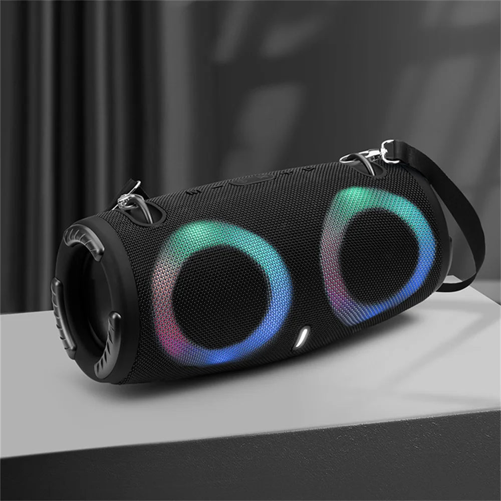 Waterproof Bluetooth Speaker 100W – RGB Light, 360° Surround Sound & Subwoofer
