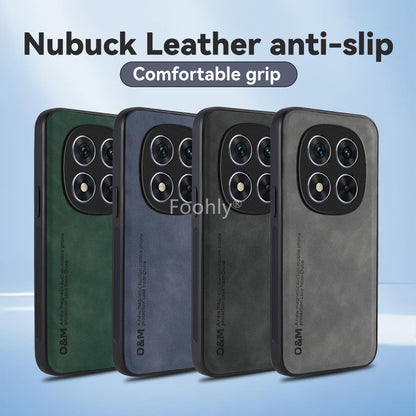 Nubuck Leather Magnetic Case – Shockproof Back Cover for Redmi Note 14 Pro / Pro Plus