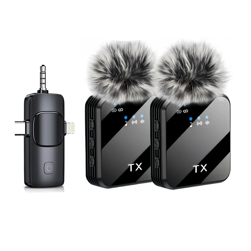 3-in-1 Wireless Lavalier Microphone – For Camera, iPhone & Android with Noise Reduction